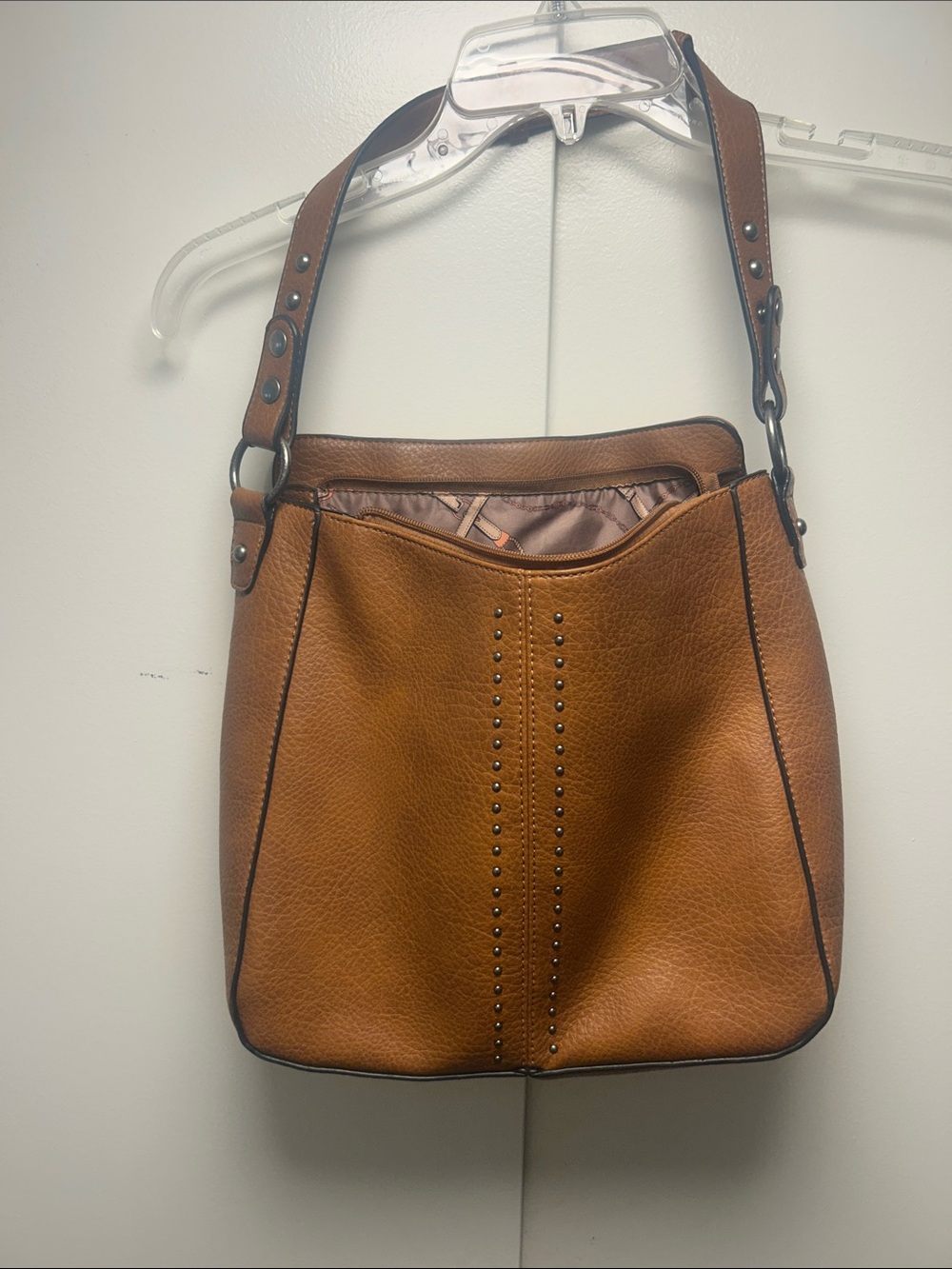 Montana West Stud-Accent Shoulder Bag in Cognac